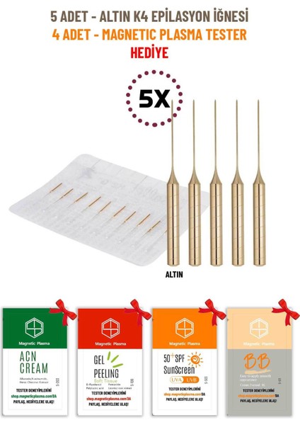5'li K4 Altın Epilasyon Iğnesi Seti, Orijinal ve Hediyeli fiyatları