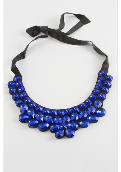 Ds-Derin Papatya Taşlı Yaka Kolye-Mor