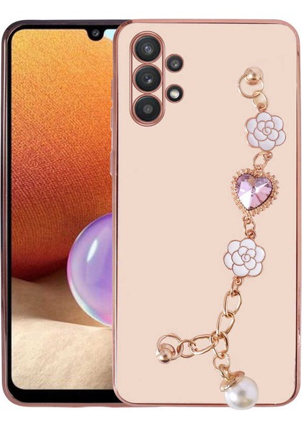 Galaxy A32 4g Kılıf El Tutamaçlı Kamera Korumalı Frms Taka Silikon Kapak-Pembe