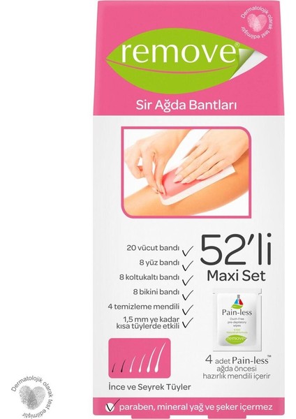 Hassas Ciltler Için 52 Adet Ağda Bantları Seti, Konfor ve Pratiklik Sağlar