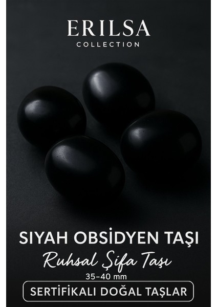 Sertifikalı Doğal Siyah Obsidyen Taşı Kütle 35-40 mm – Ruhsal Şifa ve Koruma Taşı