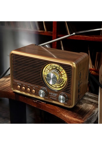 Kahverengi Nostaljik Radyo, Fm/am/sw Radyo, USB ve Tf Kart Destekli Taşınabilir Bluetooth Retro Hoparlör Tasarım Ödüllü