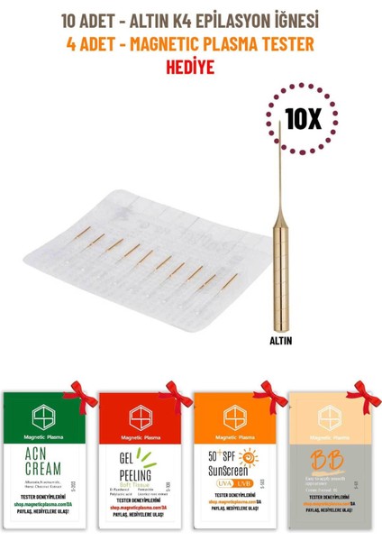 10 Adet K4 Altın Epilasyon Iğnesi, Orijinal ve Hediyeli Set fiyatları