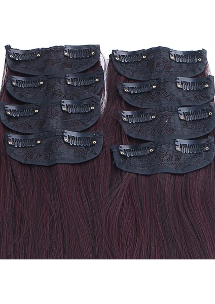 Fiber Sentetik Düz 8 Parça Çıt Çıt - Koyu Kızıl modelleri