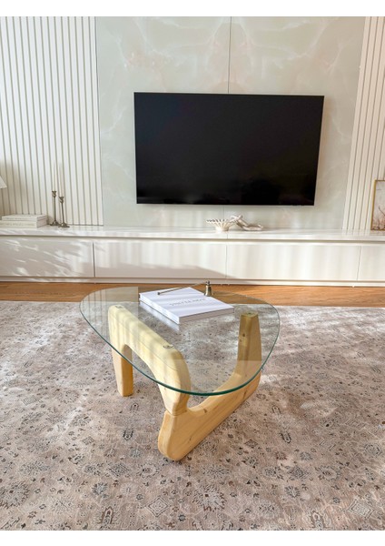 Orta Sehpa - Naturel Renkli Asimetrik Model 90X65 cm ( Temperli Cam ) fırsatları