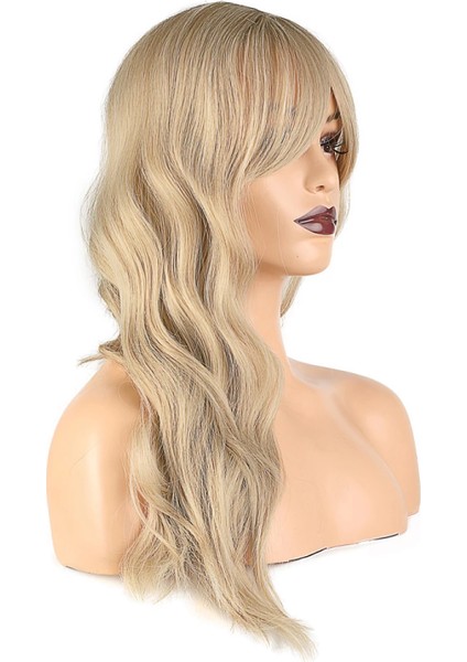Dalgalı Perçemli Fiber Sentetik Orta Boy Peruk - Balköpüğü Platin Röfleli modelleri