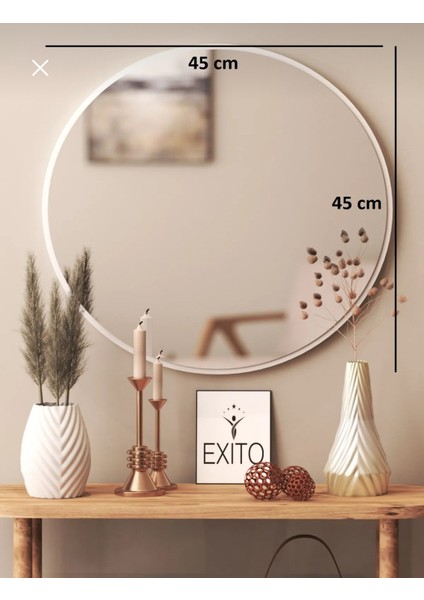 Yuvarlak Ayna 45 cm Beyaz Dresuar Hol Koridor Duvar Salon Banyo Wc Ofis Ayna fiyatları