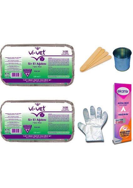 Doğal Ağda Seti, 400 Ml, 2'li Paket, Eldiven, Kova, Bezi ile Tam Kullanım