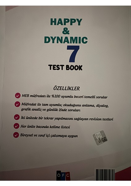 7. Sınıf İngilizce Test Kitabı – Happy & Dynamic | MEB Uyumlu, Yeni Nesil, Z-Kitap Destekli modelleri
