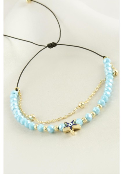 Ds-Derin Deniz Yıldızı Kristal Zincirli Bileklik-Siyah