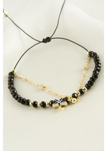 Ds-Derin Deniz Yıldızı Kristal Zincirli Bileklik-Siyah fiyatları