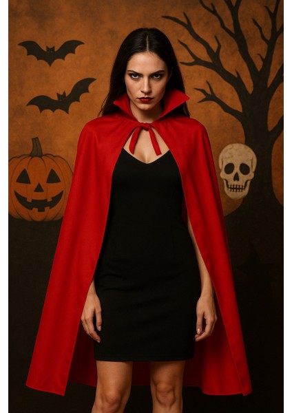 Kırmızı Şeytan Pelerini 120 cm Halloween Kostüm Aksesuarı