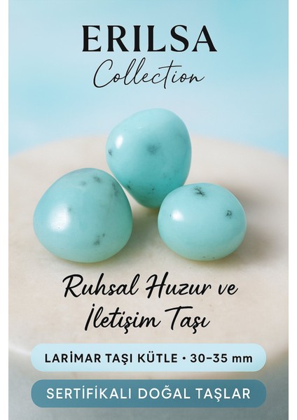 Sertifikalı Doğal Larimar Taşı Kütle 30-35 mm – Ruhsal Huzur ve Iletişim Taşı