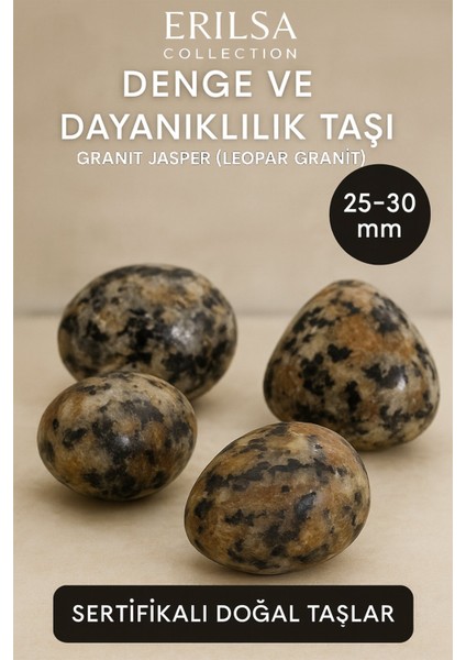 Sertifikalı Doğal Granit Jasper (Leopar) Taşı Kütle 25-30 mm – Denge ve Dayanıklılık Taşı