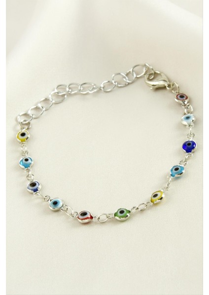 Ds-Derin Nazar Boncuk Mineli Bileklik-Renkli
