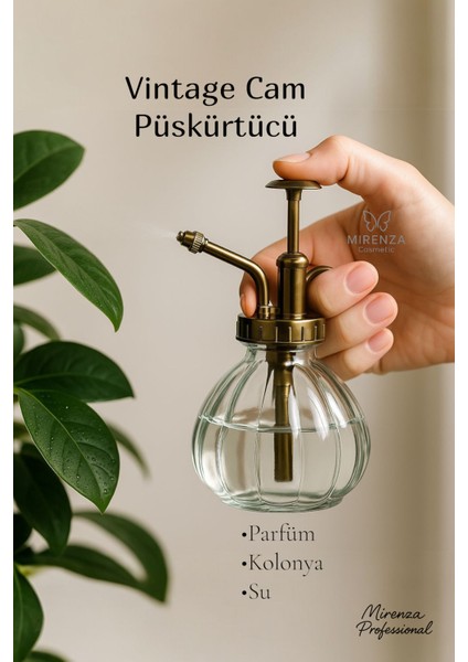Vintage Cam Sprey Şişe, Su, Kolonya ve Parfüm Için Şık ve Dekoratif Tasarım