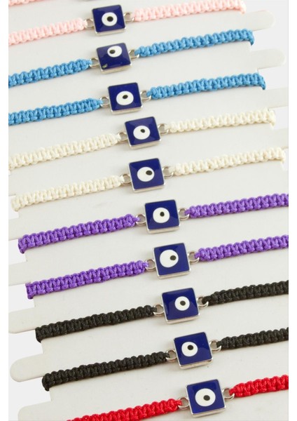 Ds-Derin Kare Nazar Makrome Örgülü Bileklik-Renkli modelleri