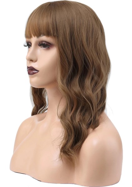 Dalgalı Kısa Perçemli Fiber Sentetik Peruk - Bebek Kumralı modelleri