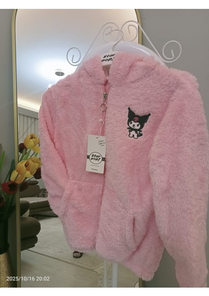 Kız Çocuk Kapşonlu Peluş Hırka Açık Pembe fiyatları