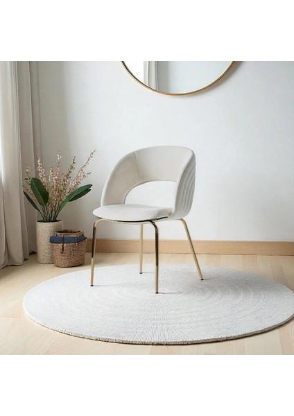 Boston S91 Sandalye (2 Adet) – Krem Kumaş, Gold Metal Ayak fiyatları