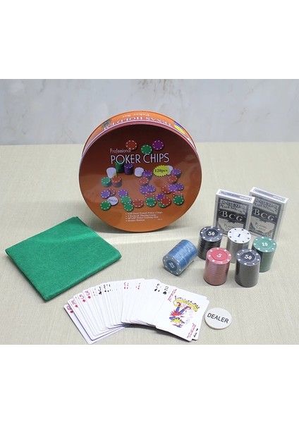 Metal Kutulu 120 Chip Ve 2 Adet İskambil Kağit Setine Sahip Poker Oyunu Alk3535 ( Lisinya )