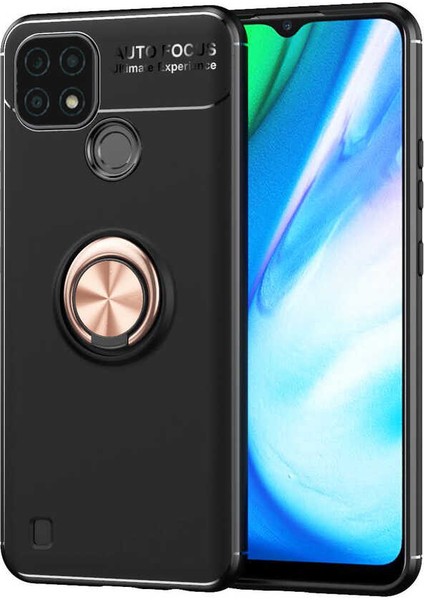 Realme C25 Kılıf Frms Ravel Silikon Kapak-Siyah-Rose Gold