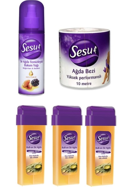 Normal Sarı Kartuş Ağda 3X100ML + Bezi Rulo 10MT + Temizleyici Bakım Yağı 150ML