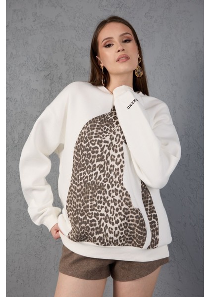 Leopar Desenli Oversize Sweatshirt fiyatları