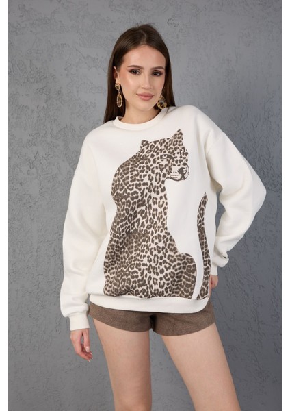 Leopar Desenli Oversize Sweatshirt modelleri