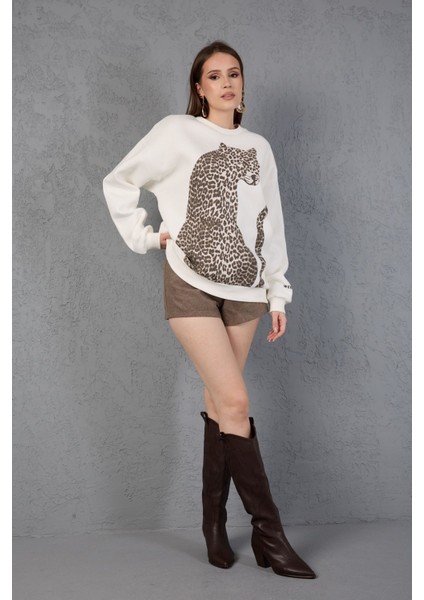 Leopar Desenli Oversize Sweatshirt indirimleri