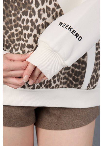 Leopar Desenli Oversize Sweatshirt