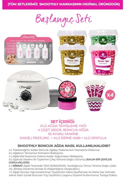 Soyulabilen Boncuk Ağda Seti 500G, Büyük Isıtıcı Makine ve Ağda Losyonu