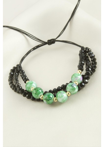 Ds-Derin 3lü Kristal Boncuk Zincirli Bileklik-Yeşil fiyatları