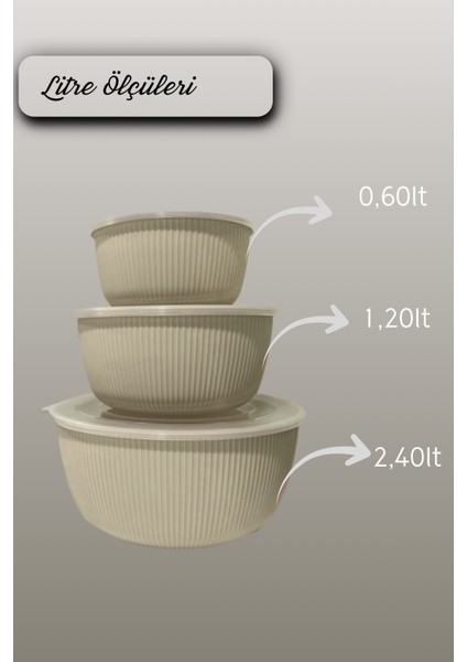 Şeffaf Kapaklı 3'lü Saklama Kabı , Yuvarlak Kase Seti modelleri