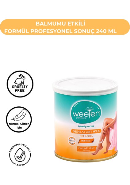 Doğal Balmumlu Sir Ağda 240 Ml, Tüm Ciltler Için, Şekersiz ve Bezle Kullanım