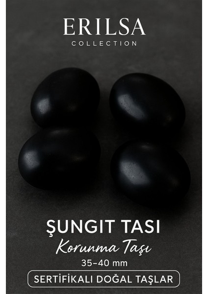 Sertifikalı Doğal Şungit (Shungite) Taşı Kütle 35-40 mm – Korunma ve Arınma Taşı
