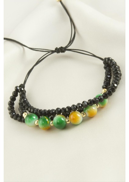 Ds-Derin 3lü Kristal Boncuk Zincirli Bileklik-Yeşil-1 fiyatları