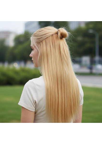 Fiber Sentetik Düz Yarım Ay + 2 Yan Çıt Çıt - Balköpüğü Beyaz Platin Röfleli