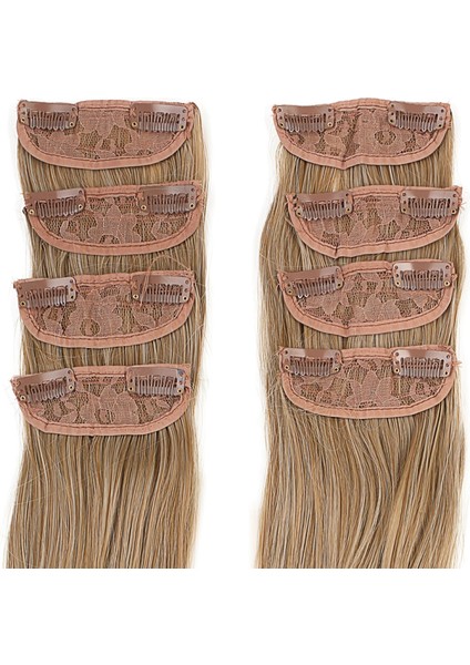 Fiber Sentetik Düz 8 Parça Çıt Çıt - Karamel Platin Röfleli modelleri