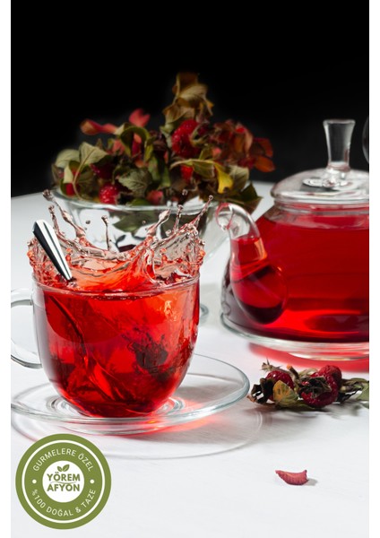Yörem Afyon Yörelerine Özel Doğal Şifa Kaynağı Yumuşak Içim Kuşburnu & Nar Gülü Karışık Bitkisel Çay | 110GR. fiyatları