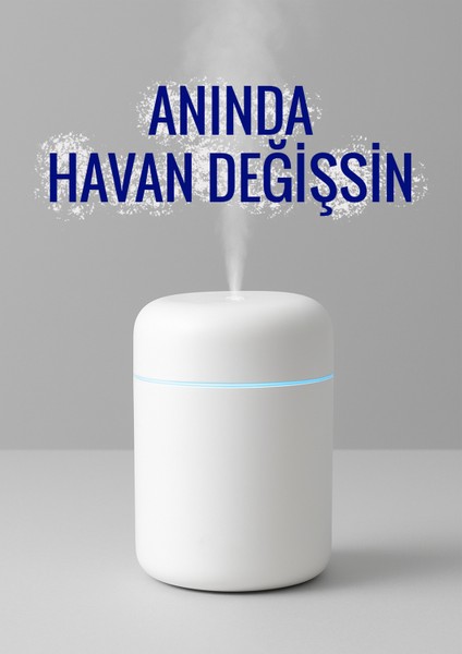 Ultrasonik Hava Nemlendirici ve Aroma Difüzörü – Renkli LED Işıklı Sessiz Mini Nemlendirici