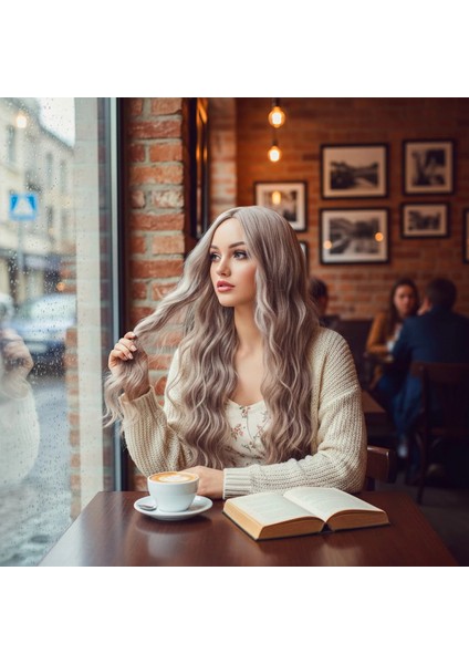 Uzun Su Dalgası Fiber Sentetik Peruk - Küllü Bebek Sarı