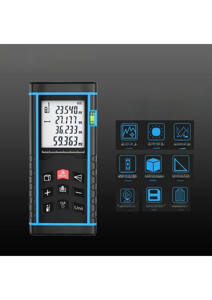 60 Metre Hassas Lazer Metre Ölçer LCD Dijital Ekran Su Terazili Lazerli Mesafe Ölçüm Cihazı modelleri