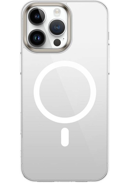 Apple iPhone 16 Pro Max Kılıf Magsafe Şarj Özellikli Şeffaf Cam Arka Yüzey Frms G-Glass Kapak-Şeffaf