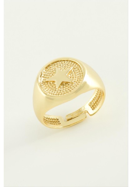 Ds-Derin Yıldız Metal Yüzük-Sarı