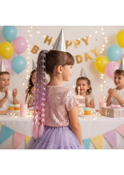 Balon Örgülü Simli Lastikli At Kuyruğu - ACM06