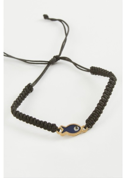 Ds-Derin Balık Makrome Örgülü Bileklik-Siyah fiyatları