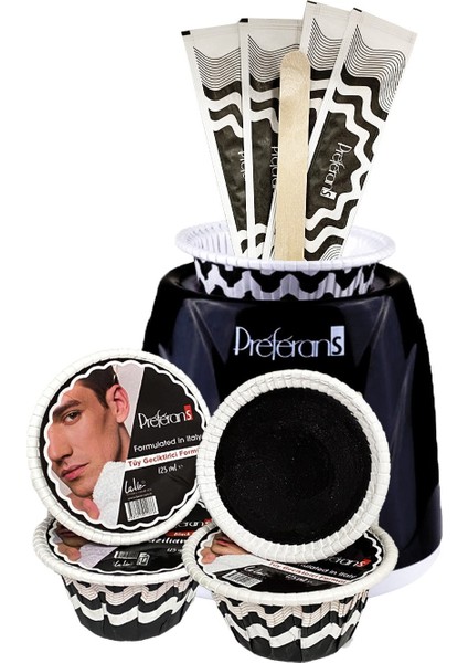 Erkeklere Özel Kalıp El Ağdası Seti, 500GR Siyah Ağda, Isıtıcı Makine ve 5 Spatula