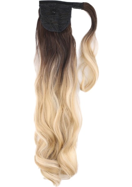 Bağlamalı Dalgalı At Kuyruğu - Kahve / Bal Köpüğü Ombre ve Platin Işıltılı fırsatları