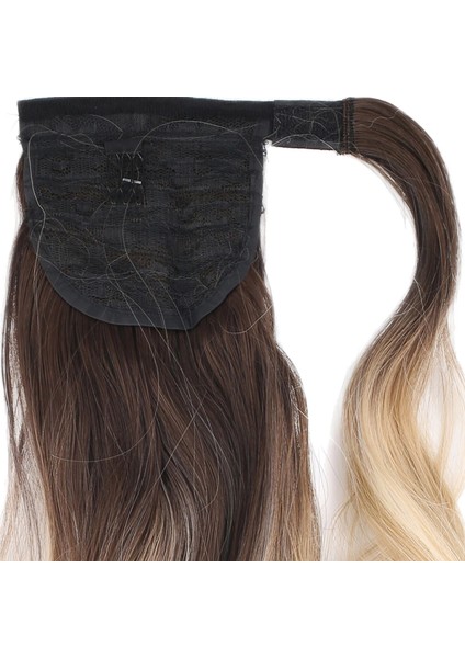 Bağlamalı Dalgalı At Kuyruğu - Kahve / Bal Köpüğü Ombre ve Platin Işıltılı indirimleri